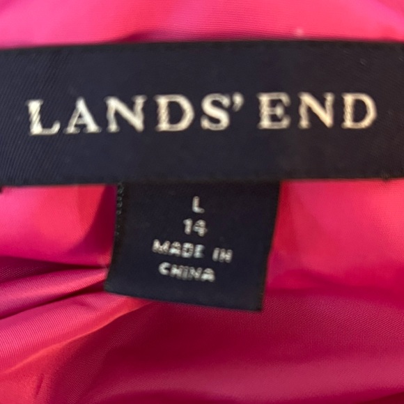 Lands End Girls Pink Goose Down Puffer Jacket Long Parka Winter Coat Size L (14) - Picture 9 of 11